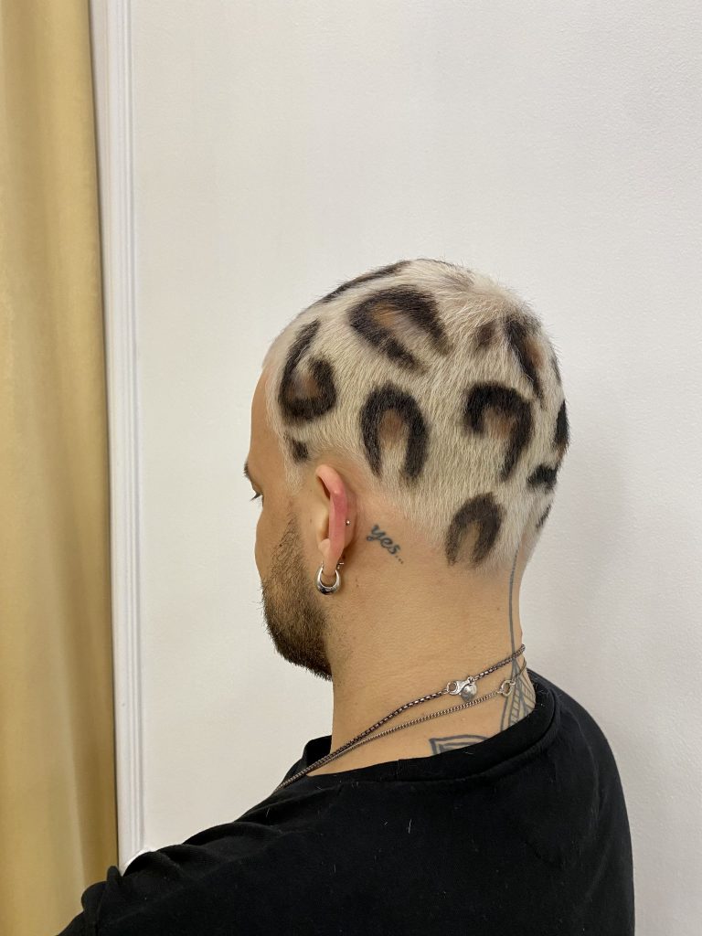 Creative colour: leopard-print pattern on short-cropped hair